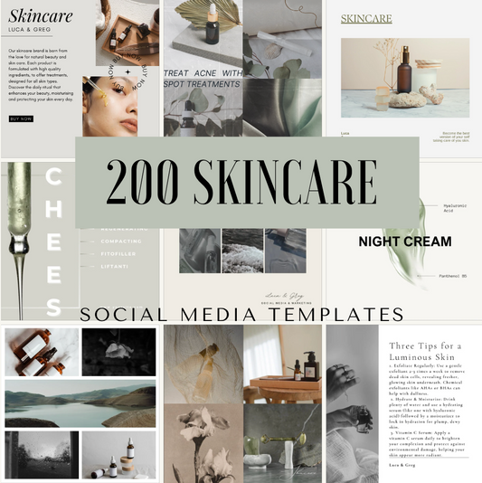 200 SKINCARE SOCIAL MEDIA TEMPLATES